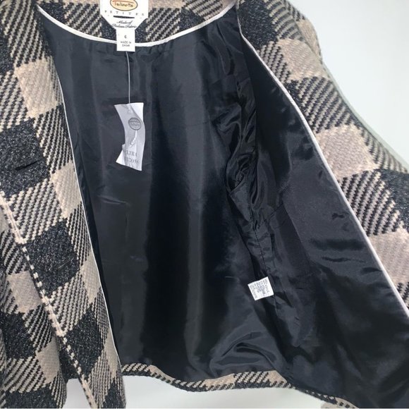 NWT Vintage Talbots Two Piece Skirt Jacket Buffalo Plaid Tan Black Size 6 Petite - Picture 6 of 16